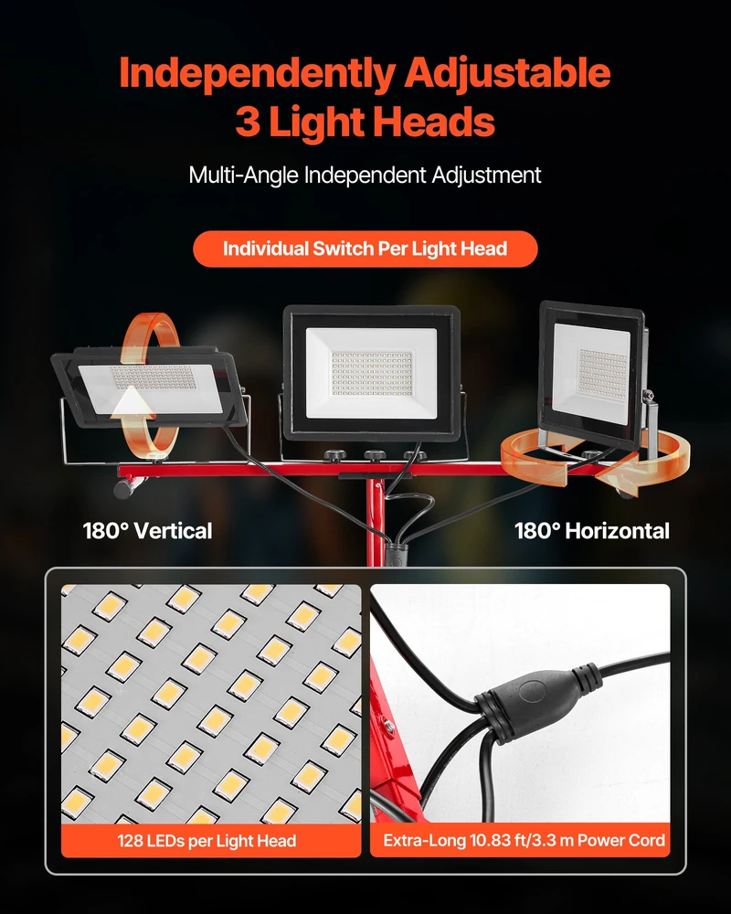 LED darbo lempa su trikoju 21000 lm nešiojama