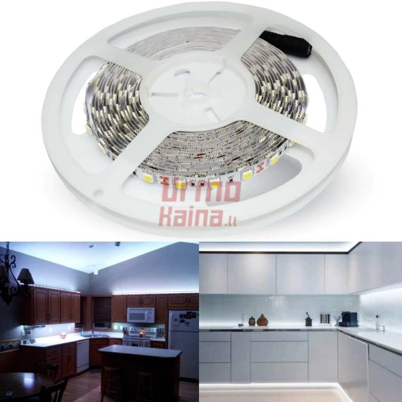 LED juosta 3528 5m Balta 12V