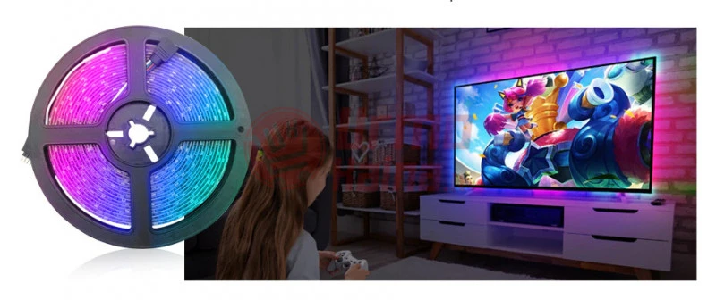 LED juosta su valdymo pultu televizoriaus apšvietimui 1M