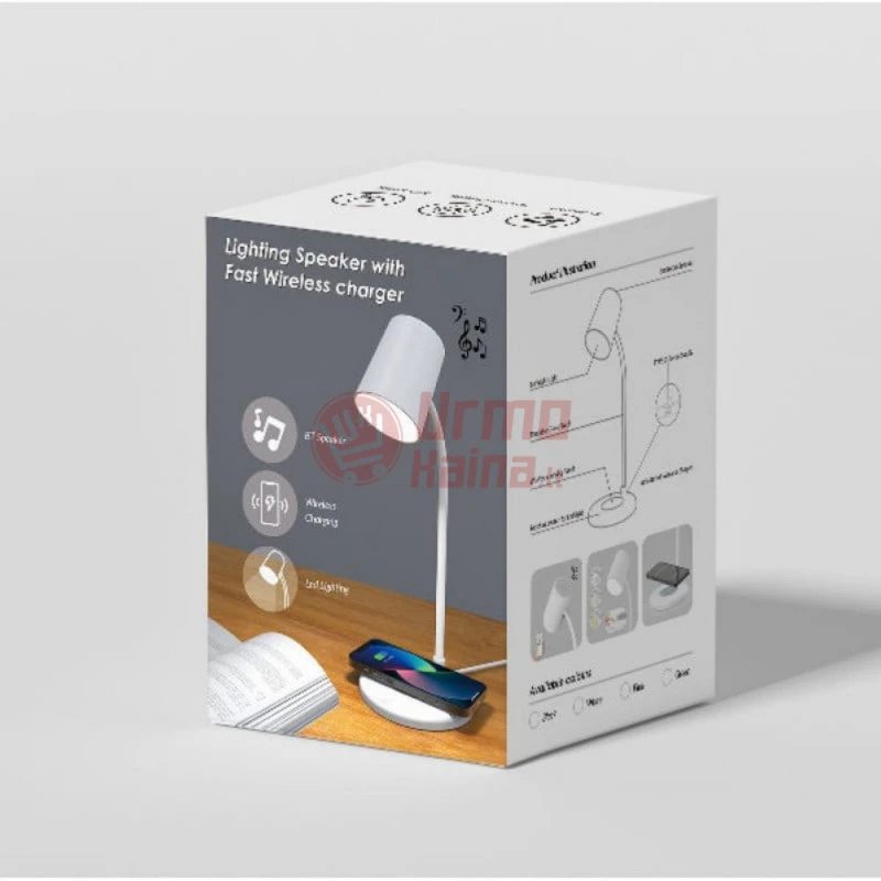 LED lempa 3in1 su belaidžiu krovimu ir garsiakalbiu Q01