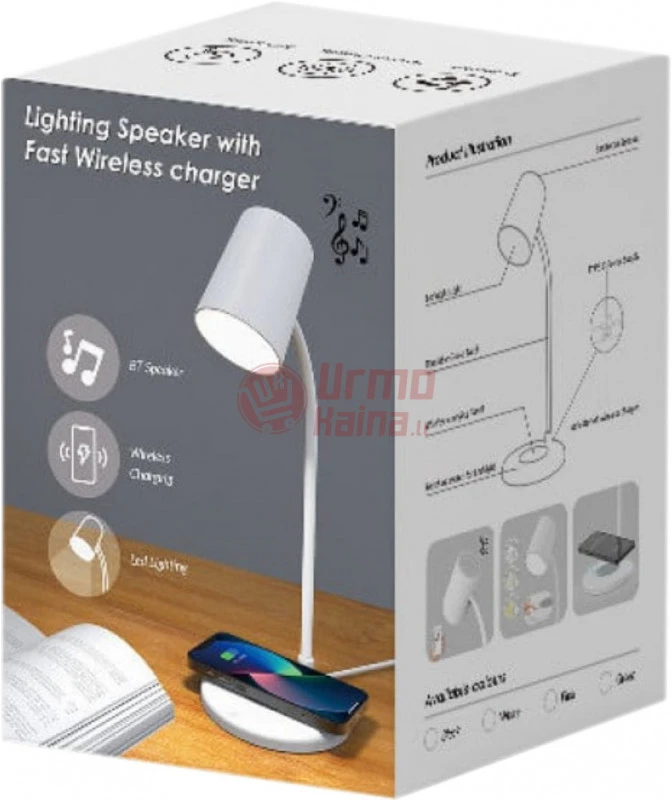 LED lempa 3in1 su belaidžiu krovimu ir garsiakalbiu Q01