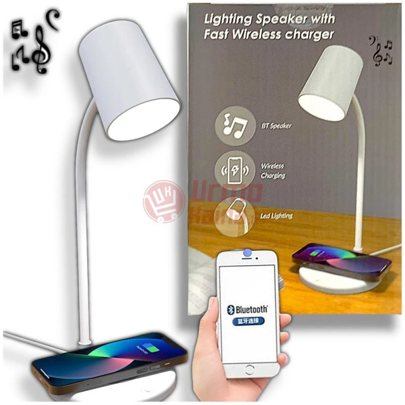 LED lempa 3in1 su belaidžiu krovimu ir garsiakalbiu Q01