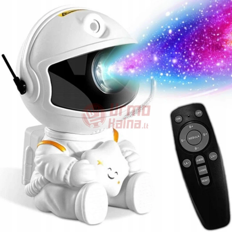 LED žvaigždyno projektorius - sėdintis astronautas. baltas