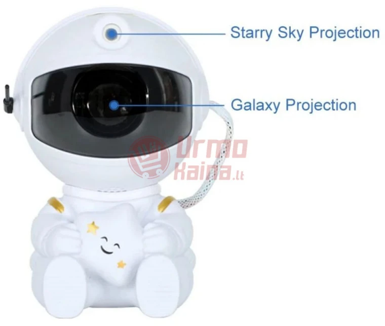 LED žvaigždyno projektorius - sėdintis astronautas. baltas
