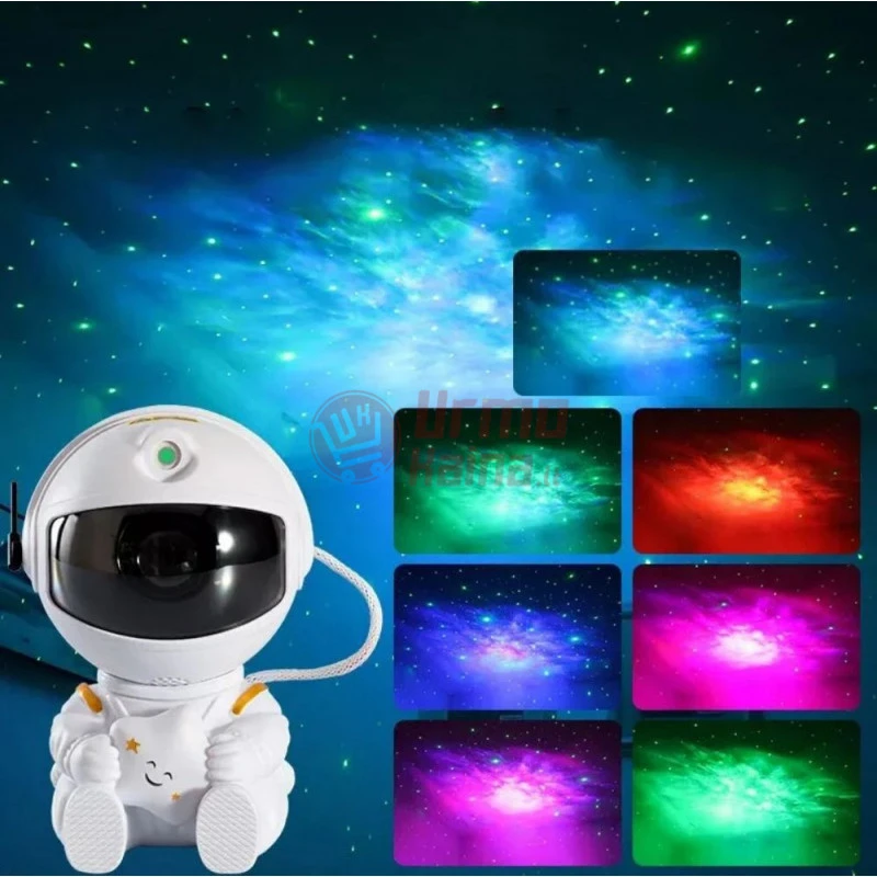 LED žvaigždyno projektorius - sėdintis astronautas. baltas