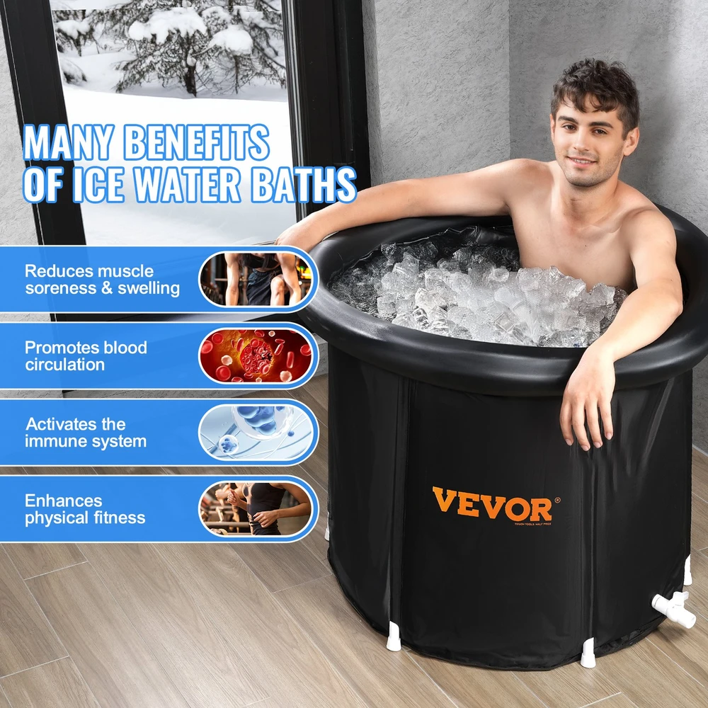 Ledo vonia 90 cm. 370 l. sulankstoma pripučiama terapinė vonia su dangčiu