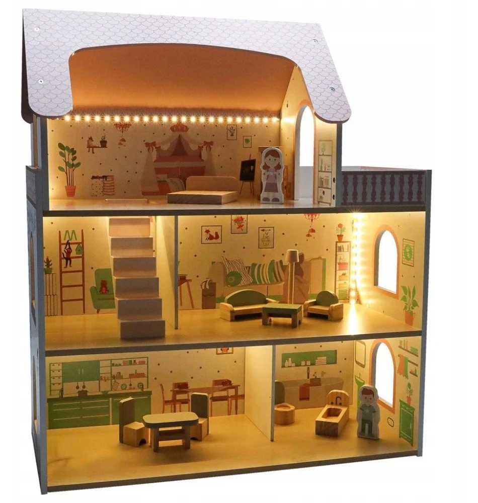 Lėlių namelis DollHouse DH7 BERIMAX medinis 70 cm