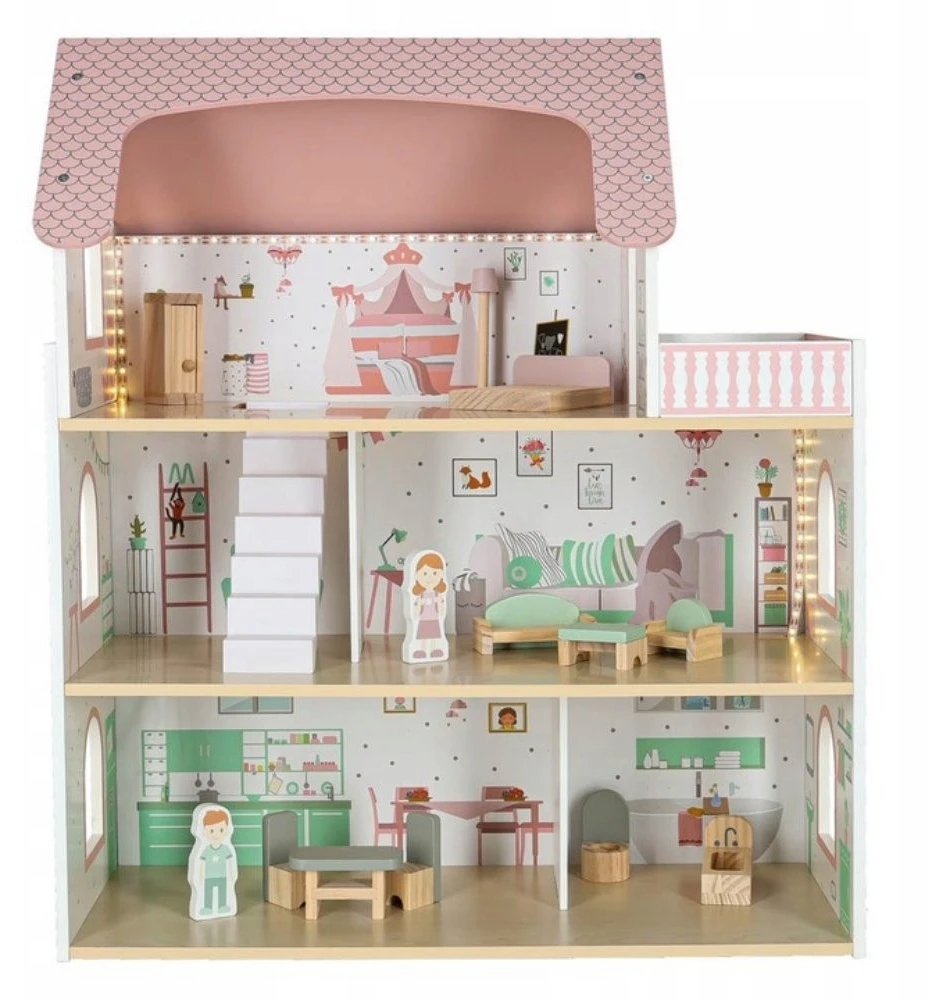 Lėlių namelis DollHouse DH7 BERIMAX medinis 70 cm