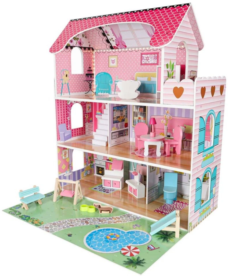 Lėlių namelis DollHouse LED DH7L BERIMAX medinis 70 cm LED