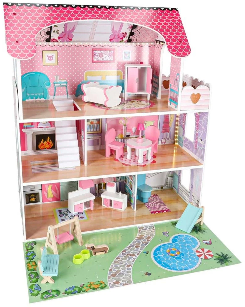 Lėlių namelis DollHouse LED DH7L BERIMAX medinis 70 cm LED