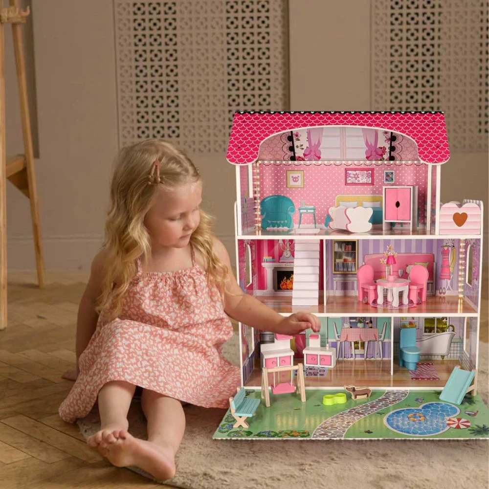 Lėlių namelis DollHouse LED DH7L BERIMAX medinis 70 cm LED