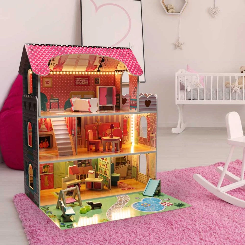Lėlių namelis DollHouse LED DH7L BERIMAX medinis 70 cm LED