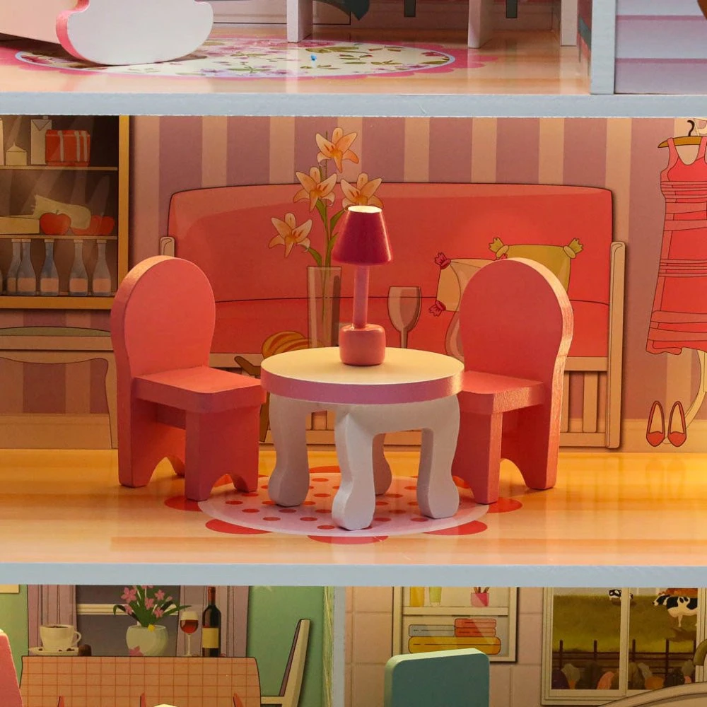 Lėlių namelis DollHouse LED DH7L BERIMAX medinis 70 cm LED