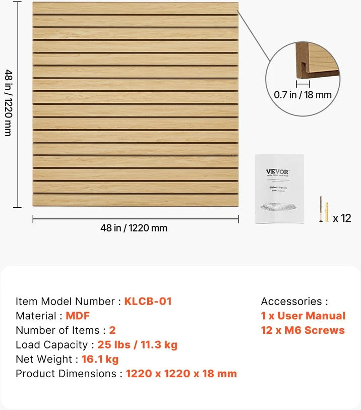 Lentjuosčių sienelės plokštės 1220 x 1220 mm. MDF. garažui. modulinė sistema
