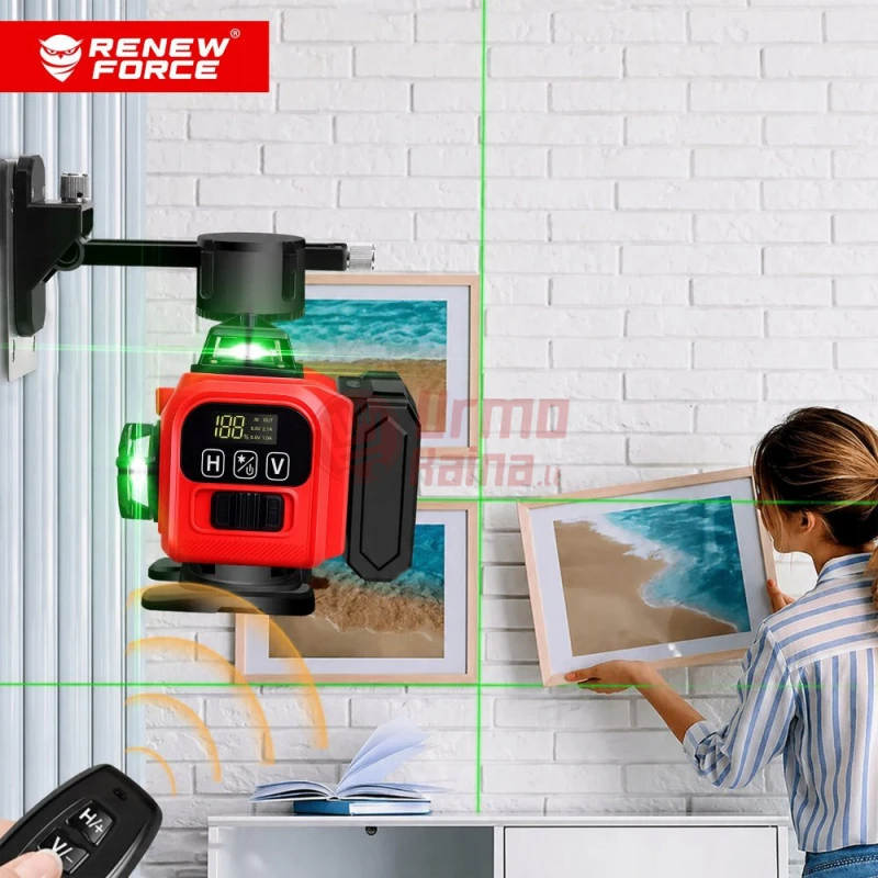 Linijinis lazerinis nivelyras 4D 16 eilučių 360° RED01