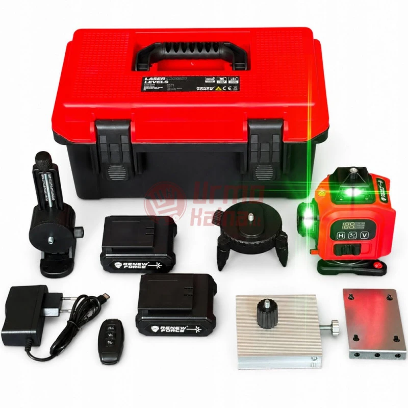 Linijinis lazerinis nivelyras 4D 16 eilučių 360° RED01