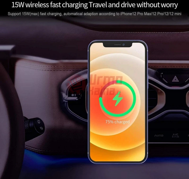Magnetinis automobilinis telefono kroviklis su bevieliu krovimu 15W M1