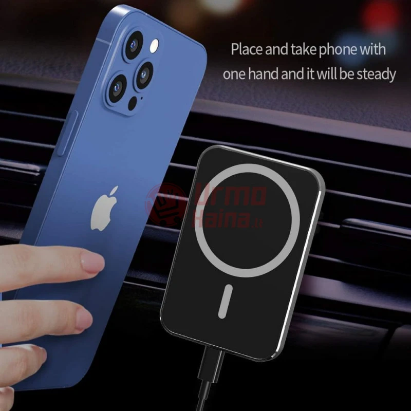Magnetinis automobilinis telefono kroviklis su bevieliu krovimu 15W M1