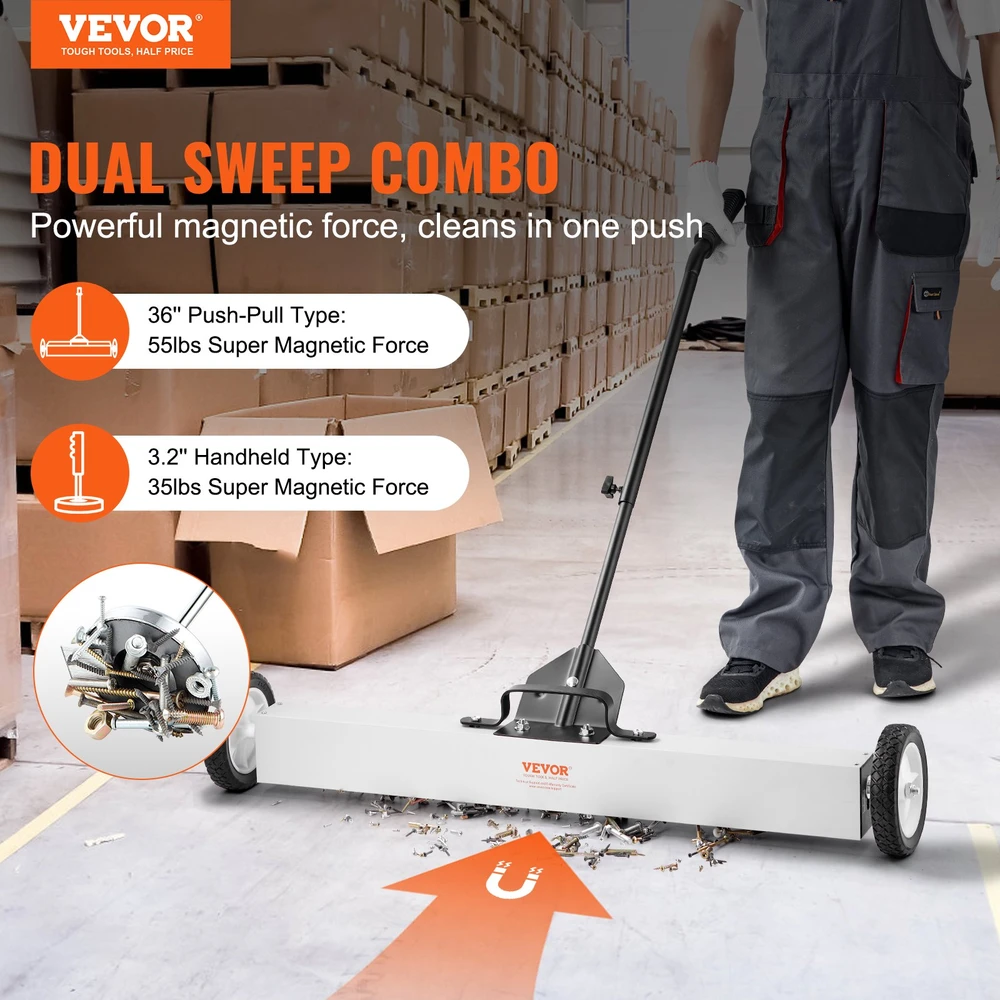 Magnetinis šluotuvas su ratukais apkrova 2494kg ištraukiamas