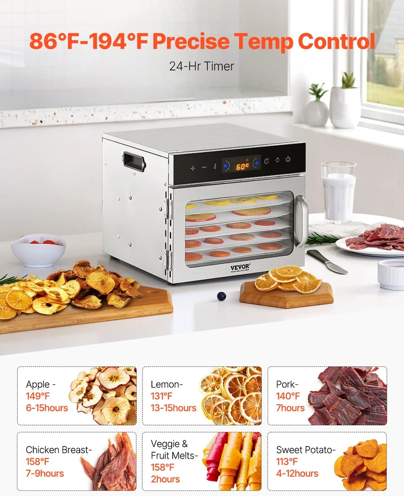 Maisto džiovyklė. 6 padėklai. 400 W. reguliuojama temperatūra ir laikmatis
