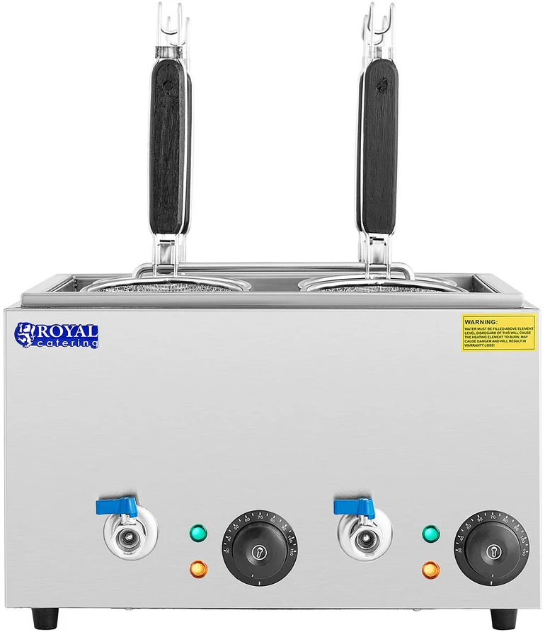 Makaronų virimo aparatas su kraneliais. 4 krepšeliai. 2 x 6.5 L. 3000 W
