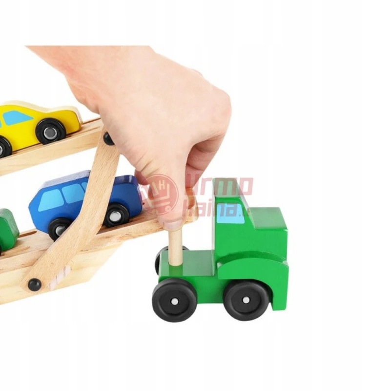 Medinis žaislinis tralas su automobiliais CT12