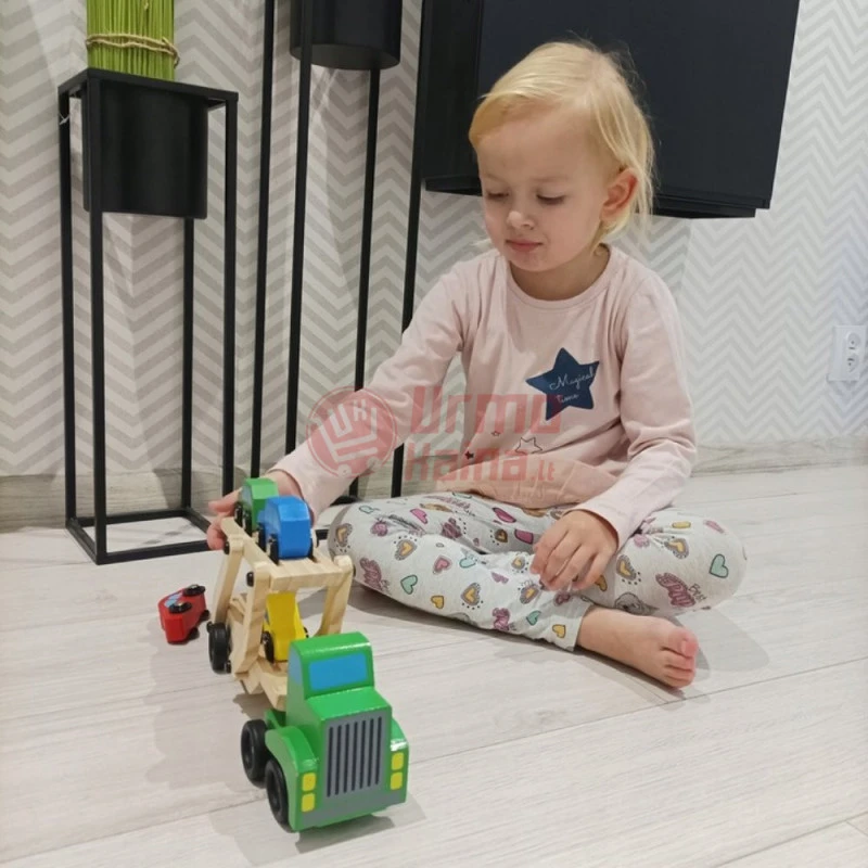 Medinis žaislinis tralas su automobiliais CT12