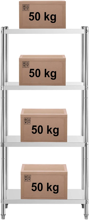 Metalinė sandėliavimo lentyna 4 lentynos 200 kg nerūdijantis plienas
