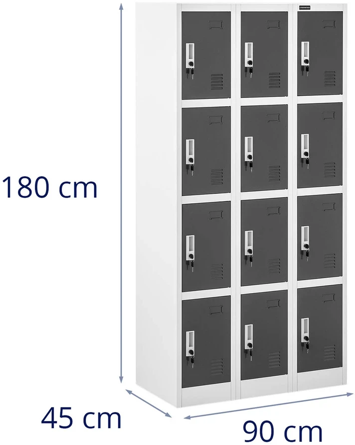 Metalinė spintelė su 12 užrakinamų skyrių