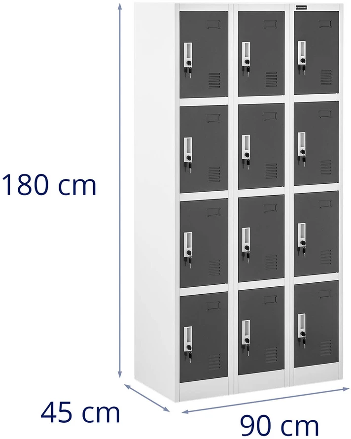 Metalinė spintelė su 12 užrakinamų skyrių