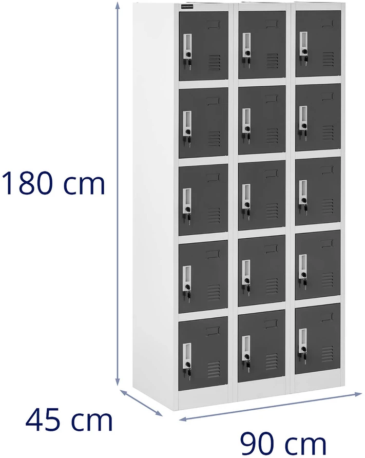 Metalinė spintelė su 15 užrakinamų skyrių