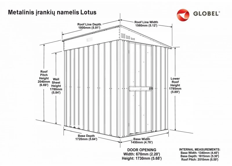 METALINIS LAUKO SANDĖLIUKAS "LOTUS 5X6" 156X180CM