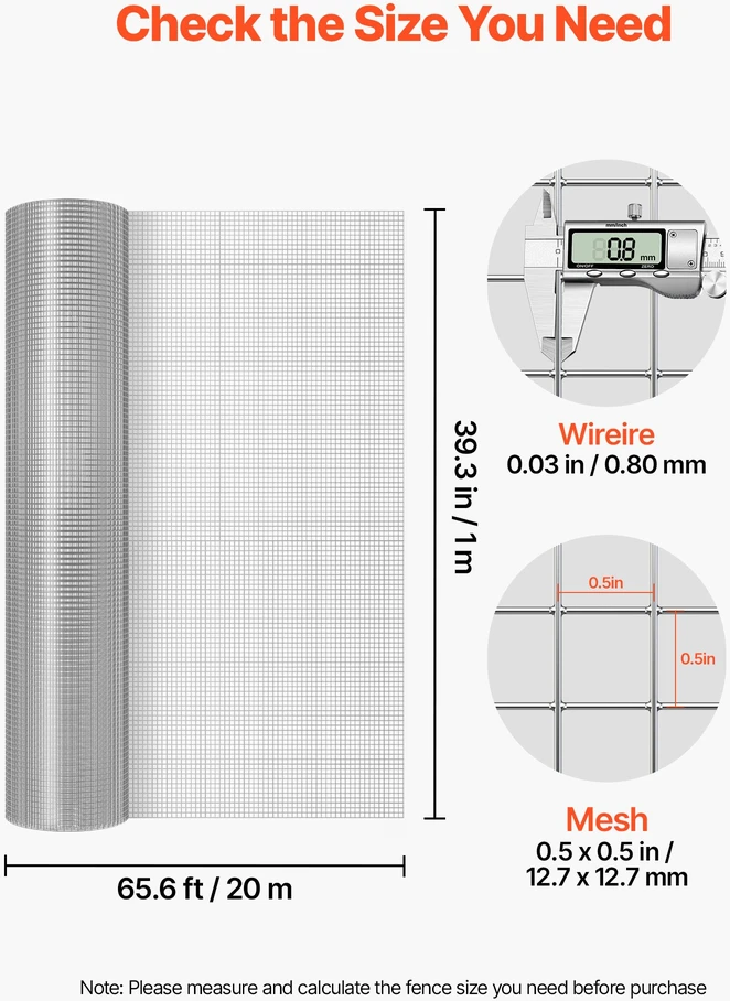 Metalinis tinklas paukštidėms. 1x20 m. akutė 12.7 mm. viela 0.8 mm. karštai cinkuotas