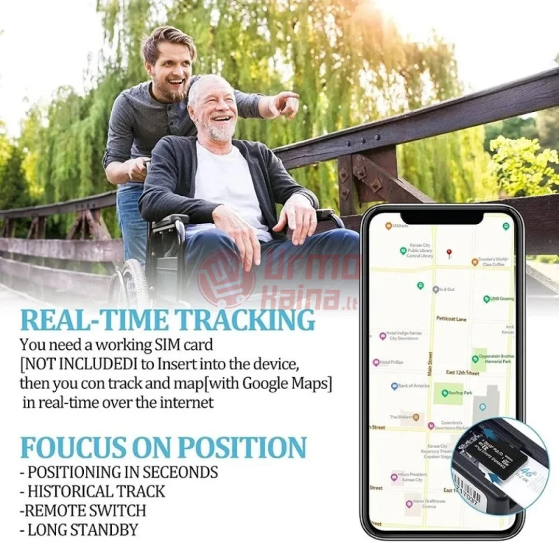 Mini GPS seklys automobiliui su SIM