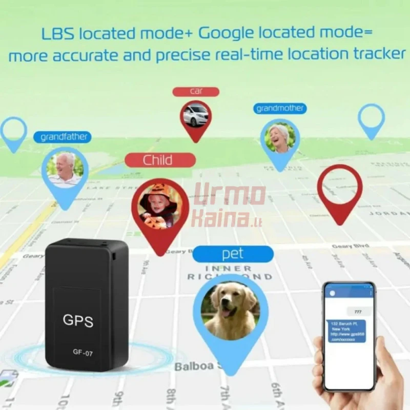 Mini GPS seklys automobiliui su SIM