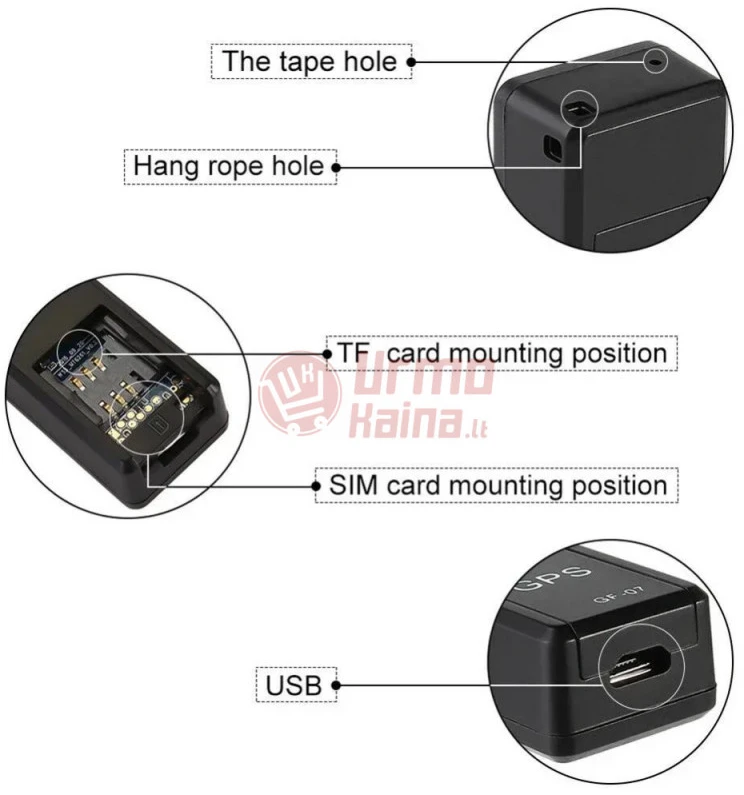 Mini GPS seklys automobiliui su SIM