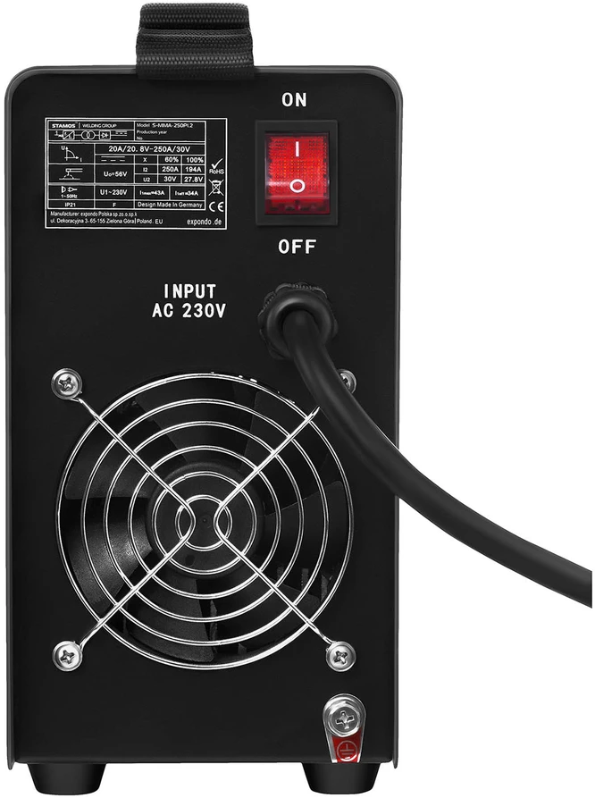 MMA suvirinimo aparatas su LED ekranu 250A 230V juodas