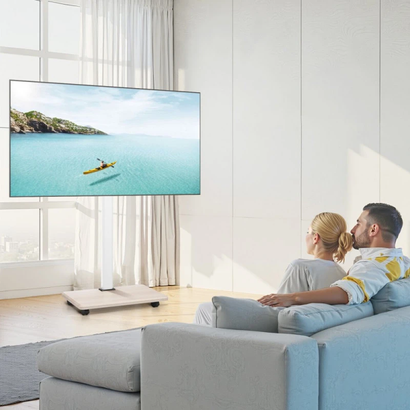 Laikiklis Mobilus TV stovas su ratukais 32-70 colių ekranams reguliuojamas aukštis iki 45 kg