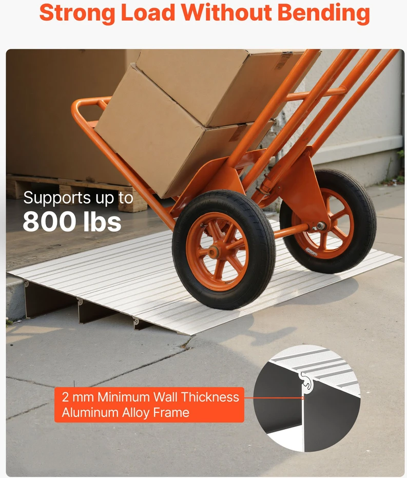 Moduliniai reguliuojami aliuminio slenksčio pandusai 423 x 864 x 87 mm. apkrova 360 kg