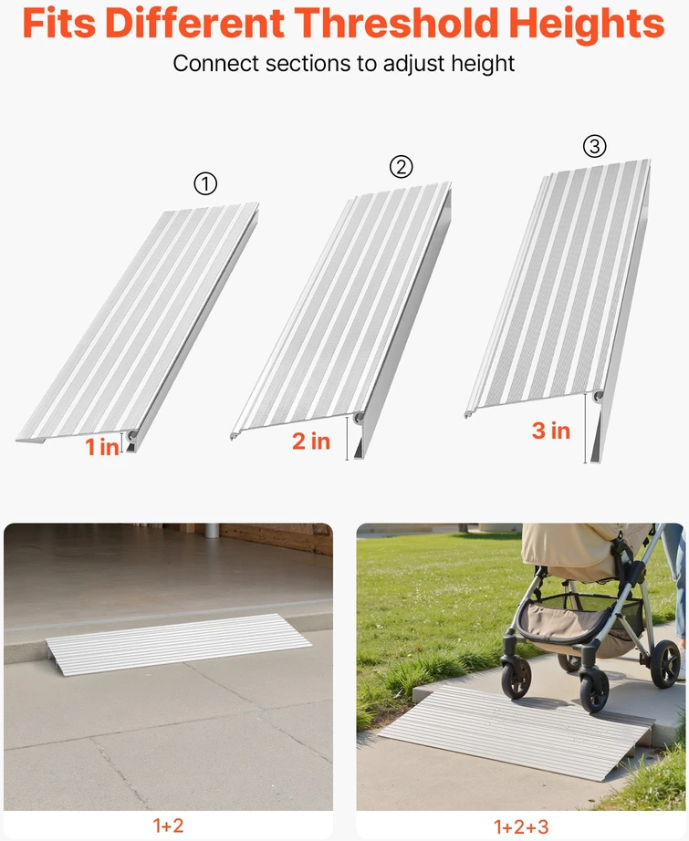 Moduliniai reguliuojami aliuminio slenksčio pandusai 423 x 864 x 87 mm. apkrova 360 kg