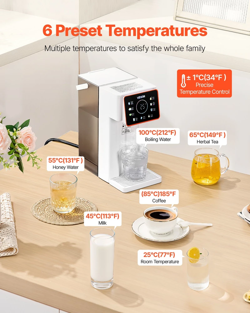 Momentinio karšto vandens dozatorius. 3 L. 6 temperatūros nustatymai