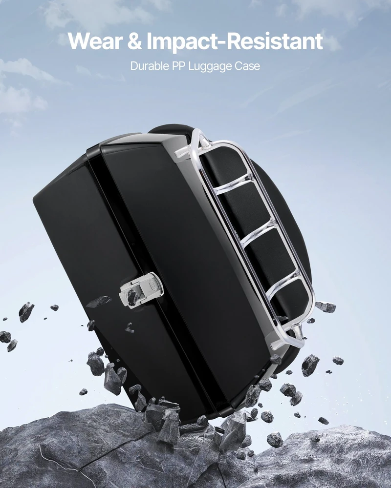 Motociklo kofras 48 L. atsegamas. vandeniui atsparus. patvarus PP plastikas
