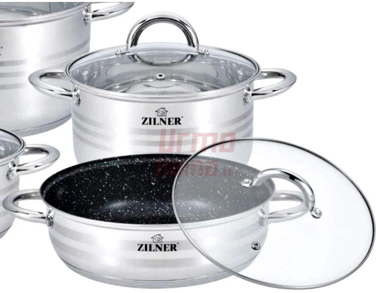 Nerūdijančio plieno 12 dalių puodų rinkinys ZL-8102