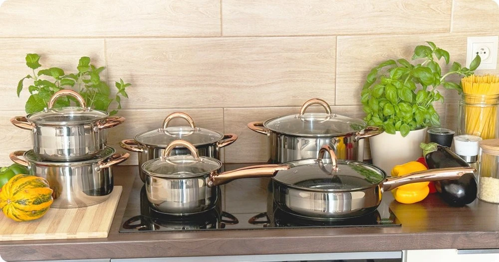 Nerūdijančio plieno puodų rinkinys SteelCook ST12 BERIMAX 12 dalių