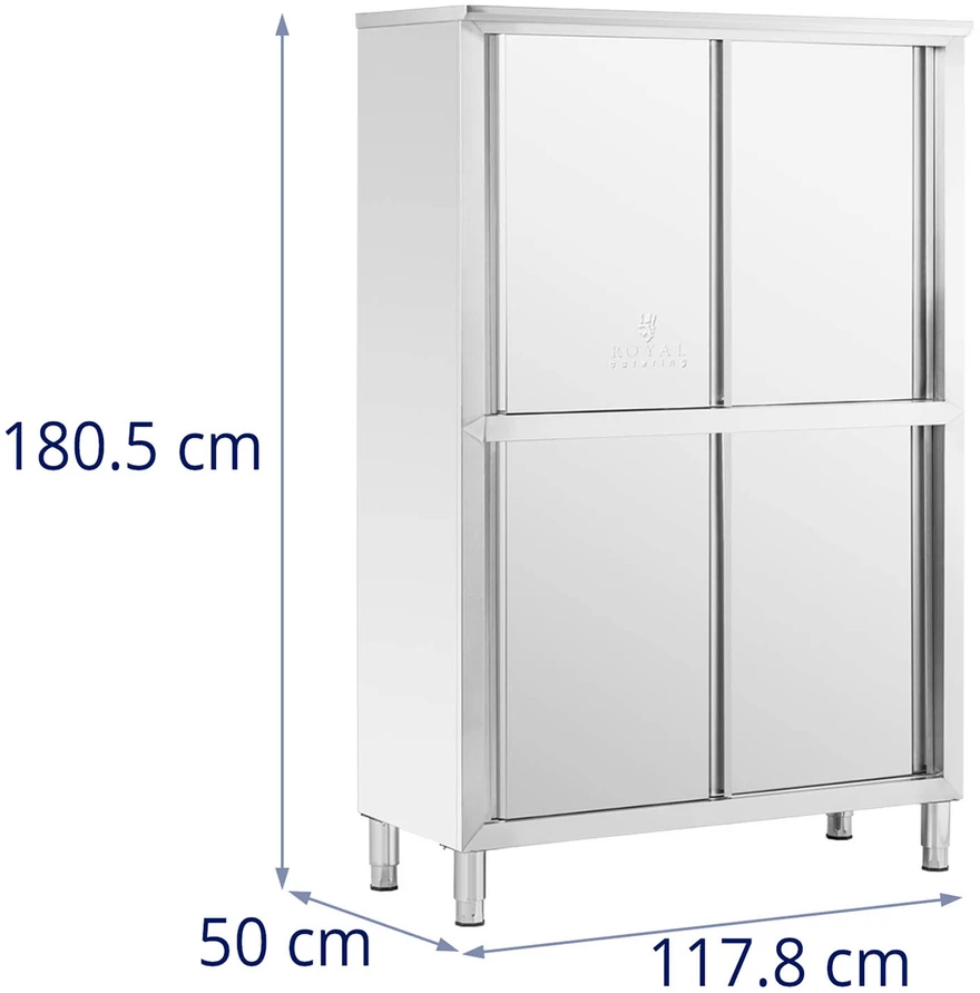 Nerūdijančio plieno virtuvės spinta su 4 stumdomomis durimis 120 cm