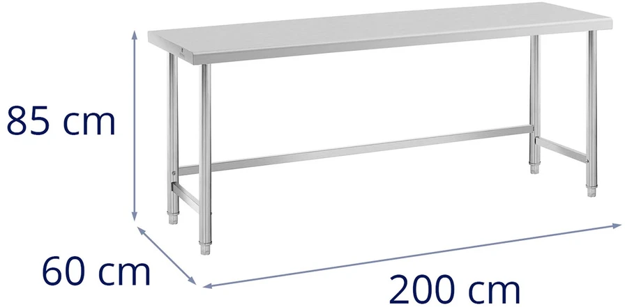 Nerūdijančio plieno virtuvinis stalas 200 x 60 cm