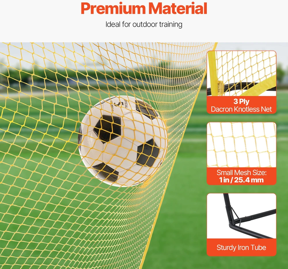 Nešiojama futbolo treniruoklio siena 213.36 x 213.36 cm. geležies ir poliesterio futbolo treniruočių įranga