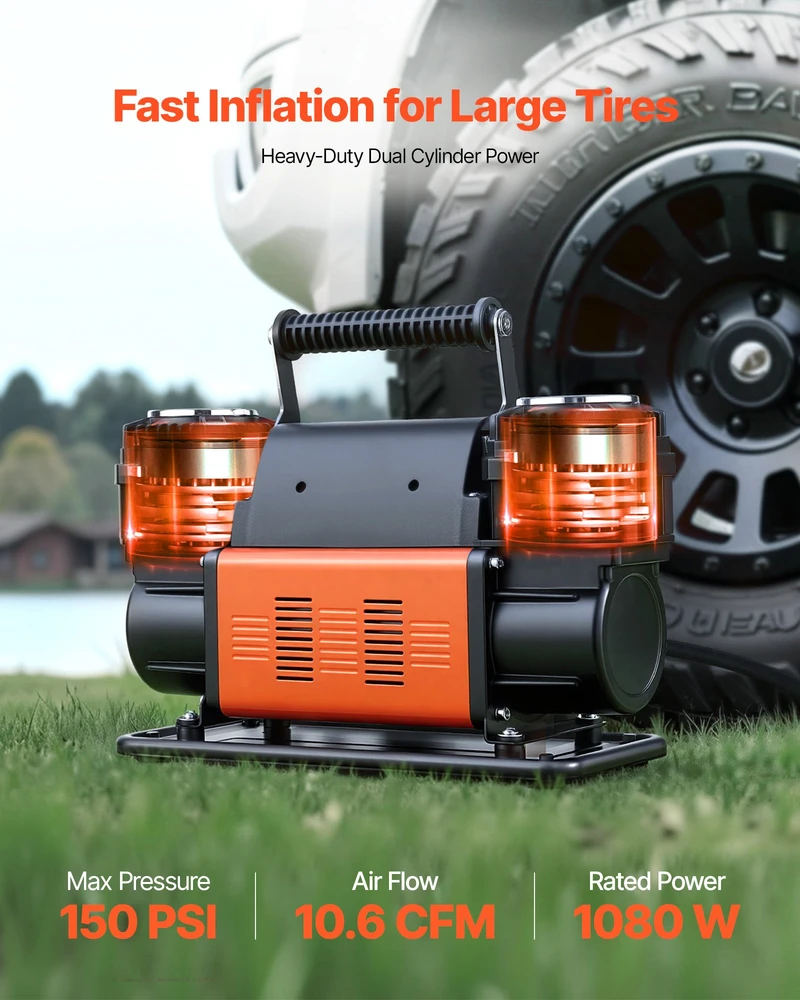 Nešiojamas 12V padangų pripūtiklis