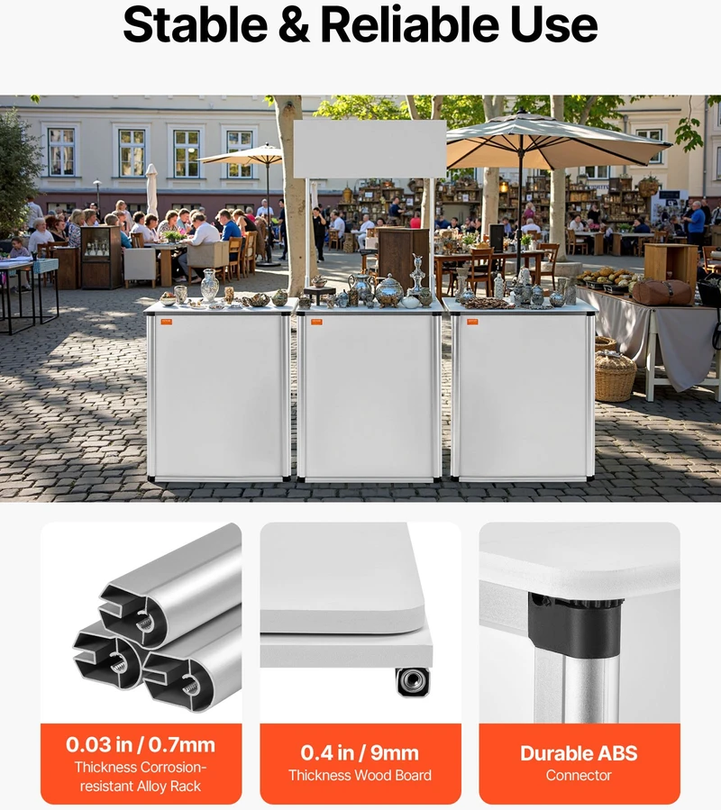Nešiojamas parodų prekystalis 785 x 380 x 1815 mm. sulankstomas. prekybai ir reklamai