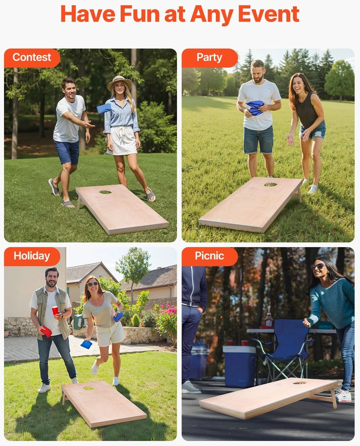 Nešiojamas stalo cornhole žaidimo rinkinys. sulankstomas. 1255 x 600 x 302 mm